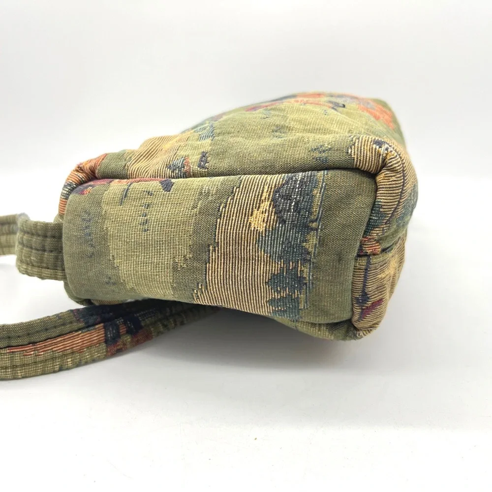Vintage Golf Tapestry Crossbody Bag Green Scenic Woven Shoulder Purse